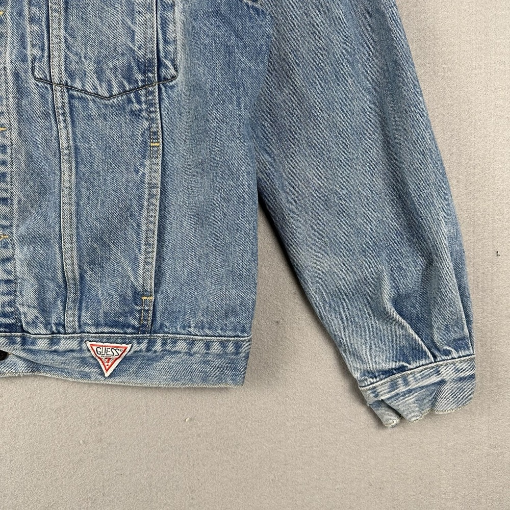 Vtg Guess Denim Trucker Jacket Men's Small Blue Denim Georges Marciano - Picture 4 of 16